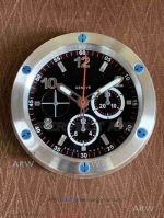 Replica Hublot 34cm Chronograph Wall Clock On Sale - Steel Case Black Face